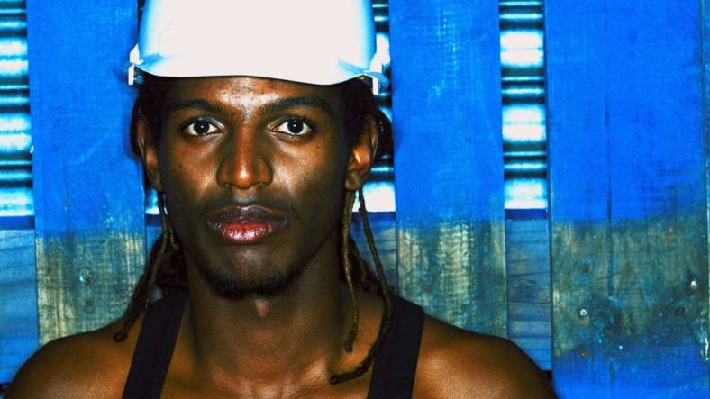 dreadlocks and hard hat
