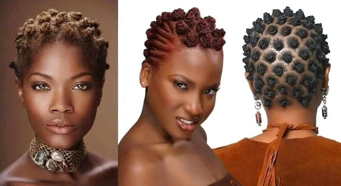 bantu knots are coil buns pinned together in multiple sections. it is a traditional african style and can last up to two weeks.