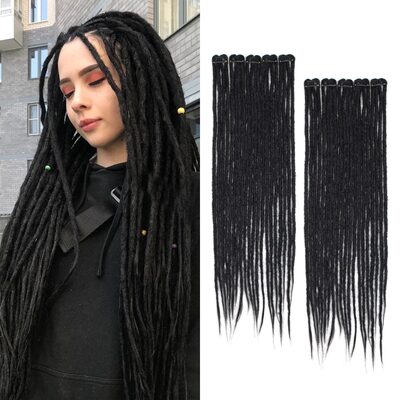 24 inch clip in dreadlock hair extensions 10 clips 40 strands synthetic handmade
