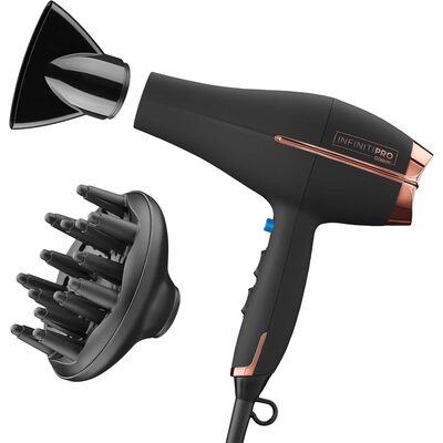 infiniti pro by conair hair dryer, 1875w blow dryer with diffuser and concentrator, ceramic technology, 3 heat & 2 speed