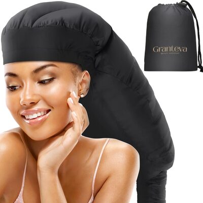 large hooded hair dryer bonnet attachment w/integrated headband - reduces heat exposure around ears & neck - enhanced si