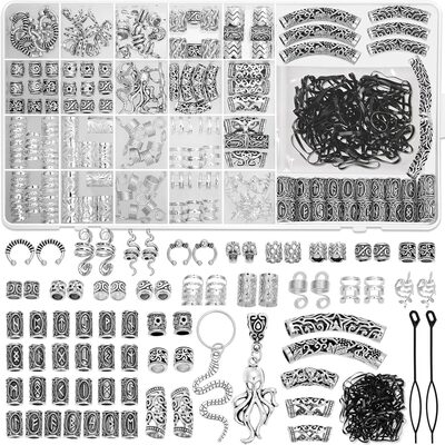 what jewelry and rings to wear in your dreadlocks? 5 best sets in 2026 - htwdreads - how to grow healthy dreadlocks 247pcs viking hair accessories norse runes tube beads metal cuffs clips rings, dreadlock beads braids locs hair jewelry