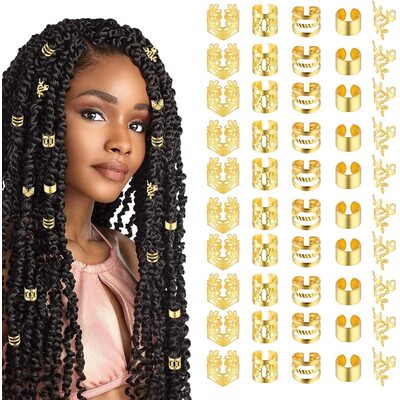 ¿qué joyas y anillos para mis dreads? los 5 mejores sets en 2026 - htwdreads - how to grow healthy dreadlocks gold hair accessories, 100 pieces rings for dreadlocks, adjustable rings and clips for braids and dreadlocks
